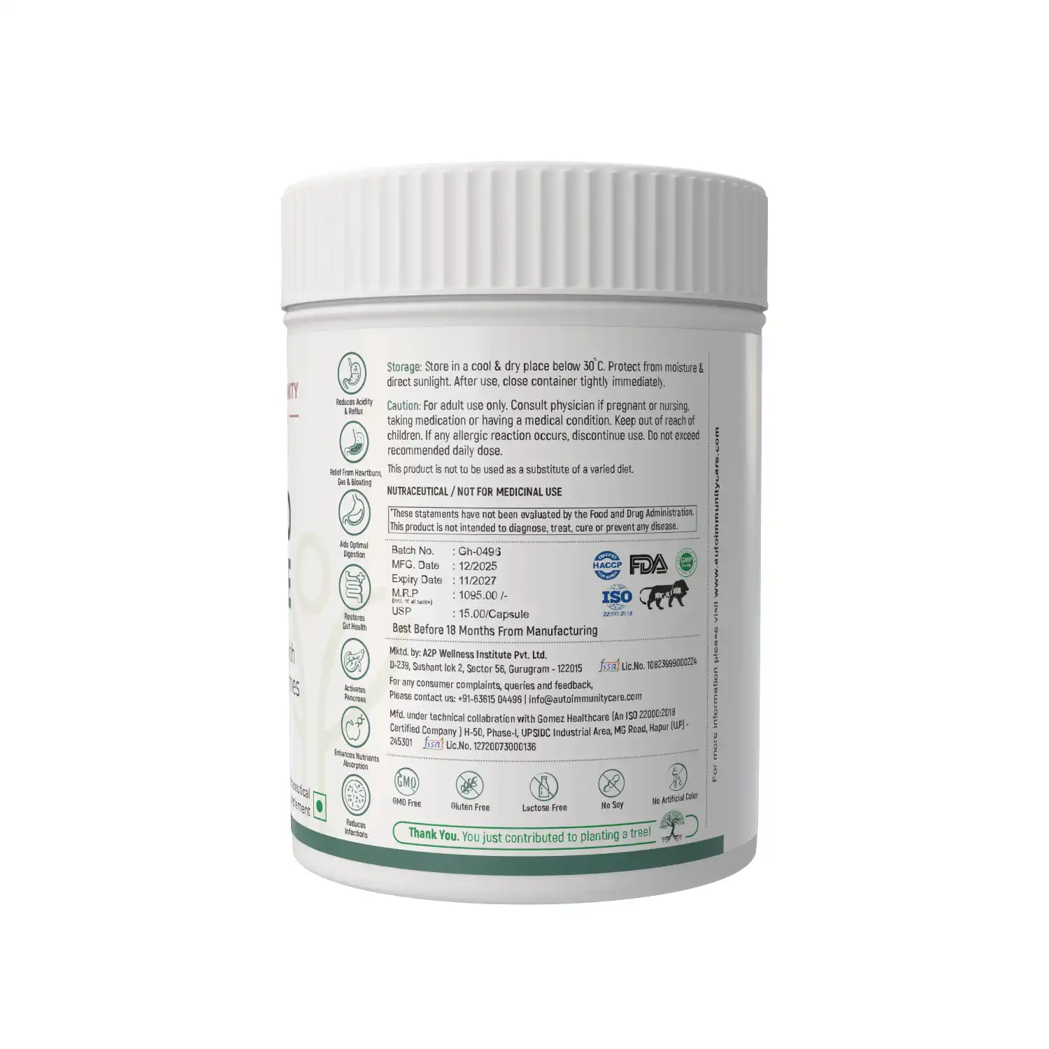 Autoimmunity Care GERD Care, Betaine HCL with Digestive Enzymes, 120 Veg Tablets