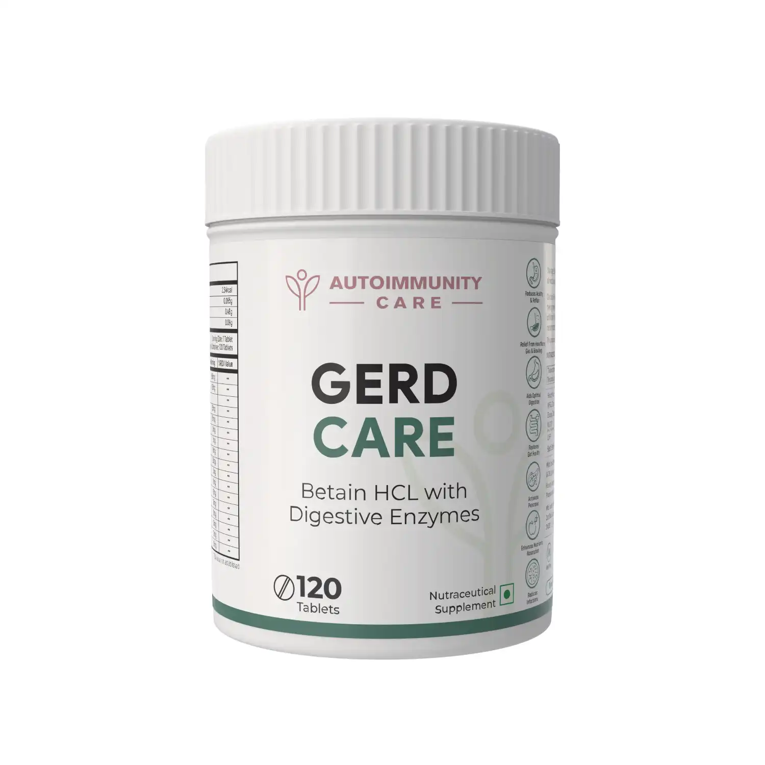 Autoimmunity Care GERD Care, Betaine HCL with Digestive Enzymes, 120 Veg Tablets