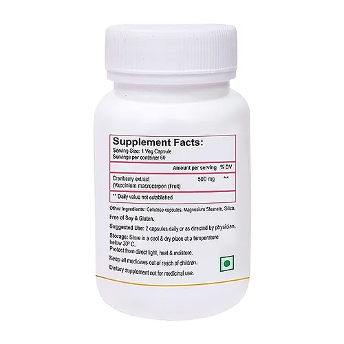 Biotrex Cranberry Extract, UTI Support, 500mg, 60 Veg Capsules