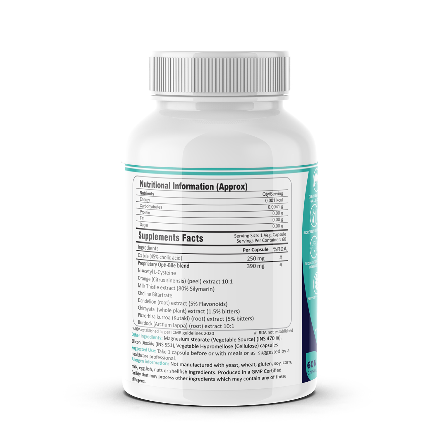 FM Nutrition Opti-bile, Bile Salts with Bitter Herbs, 60 Capsules