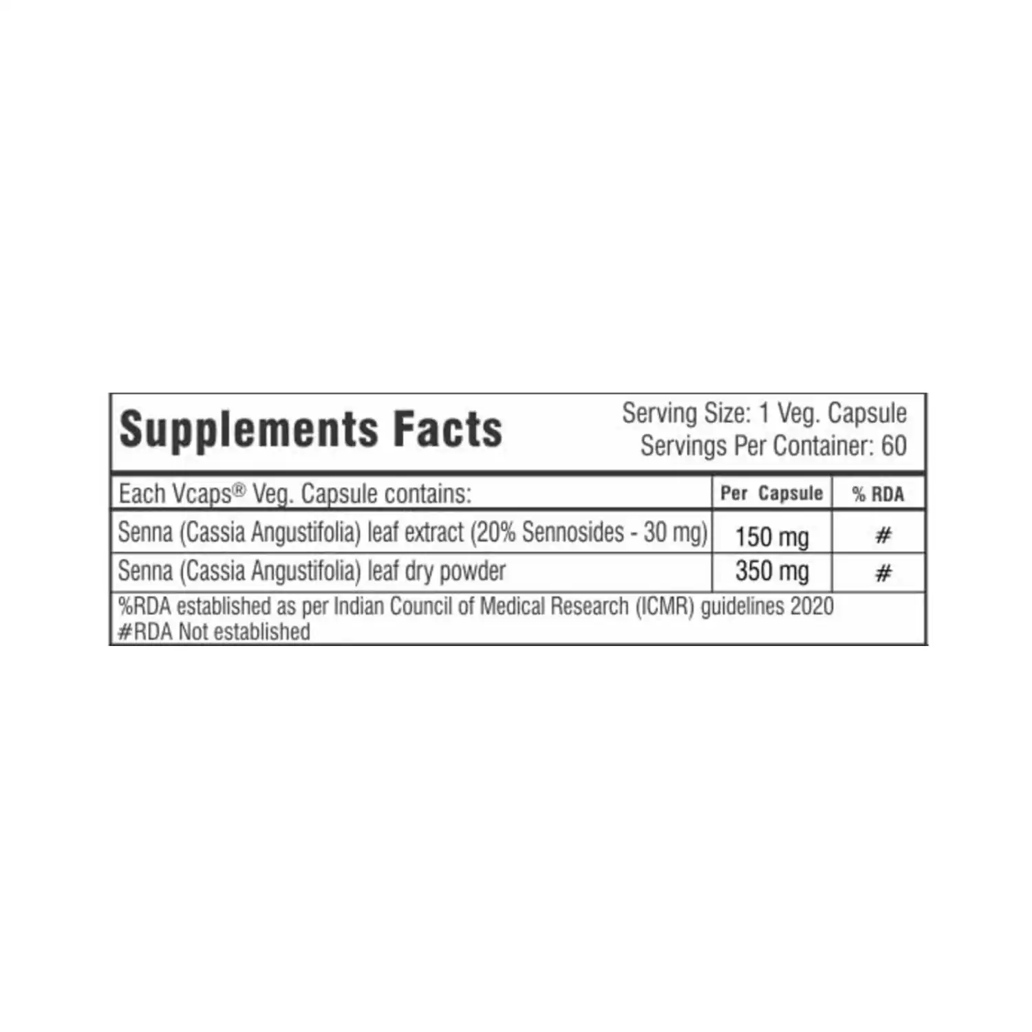 Trexgenics Senna 500mg, 60 Veg Capsules