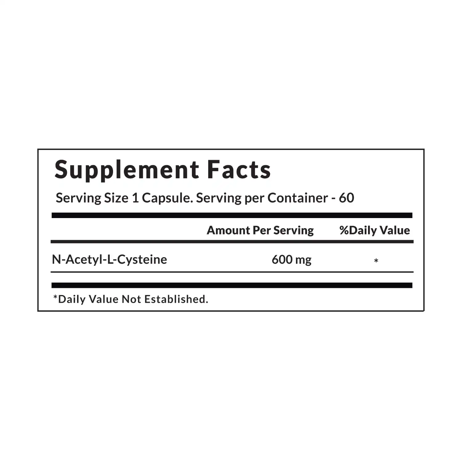 Vitaone N-acetylcysteine (NAC), 600mg, 60 Veg Capsules