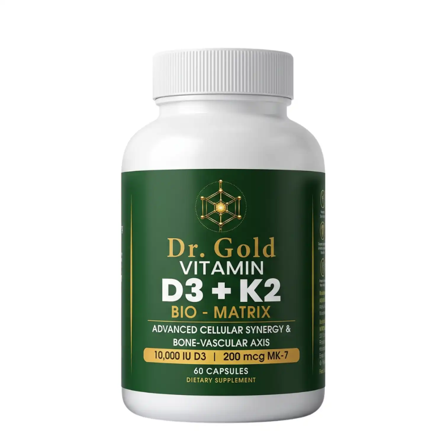 Dr. Gold D3K2, Bio-Matrix, Advanced Cellular Synergy & Bone-Vascular Axis Support, 60 Capsules