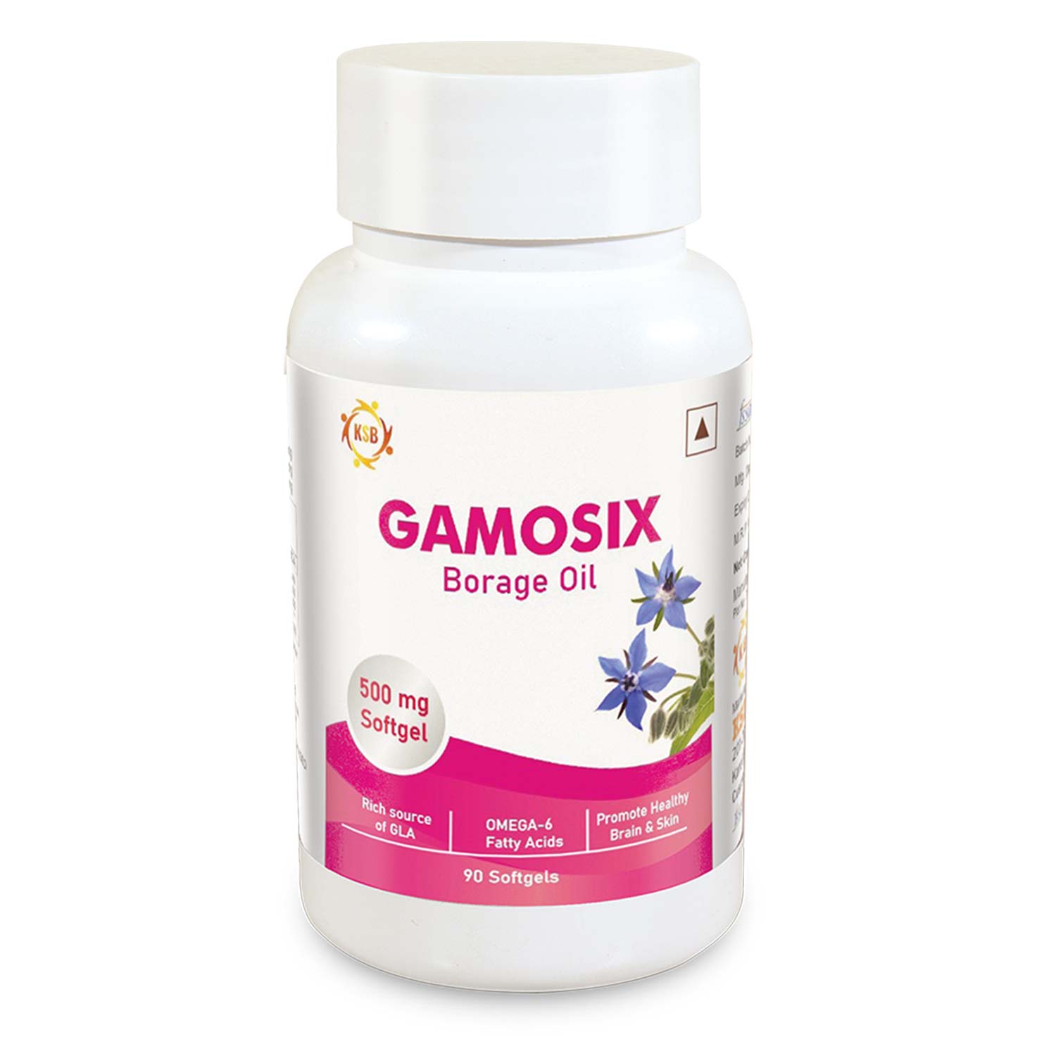 KSB Gamosix, Borage Oil Capsules, 500mg, 90 Capsules