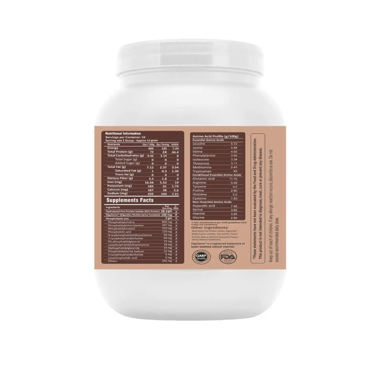 FM Nutrition Assimilate Vegan Protein, Hydrolysed Plant Protein, Chocolate Flavour (1 Kg)